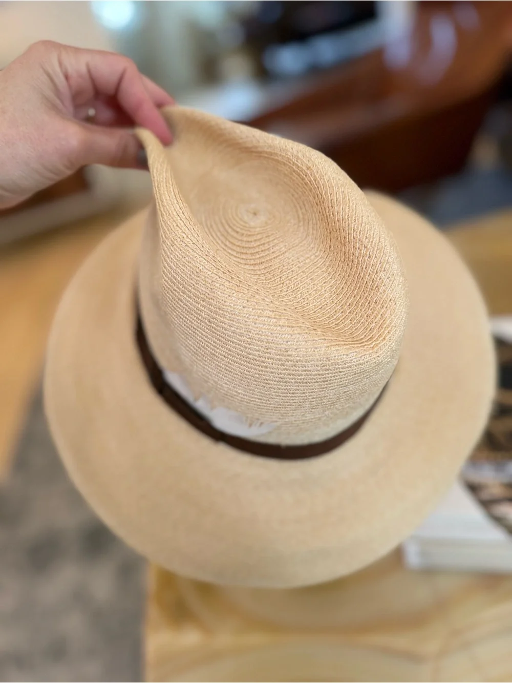 Classic Straw Fedora Hat with Brown Band - Neutral - STETSON